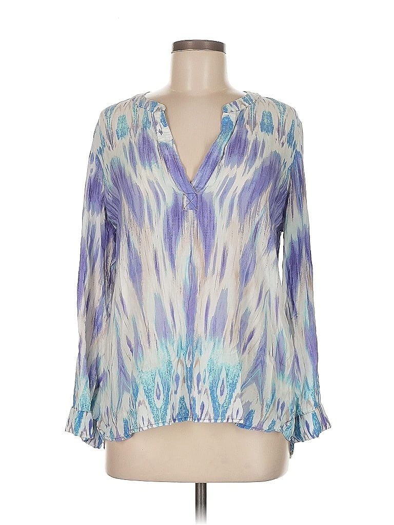 Pre-owned Chico's Long Sleeve Blouse In Blue