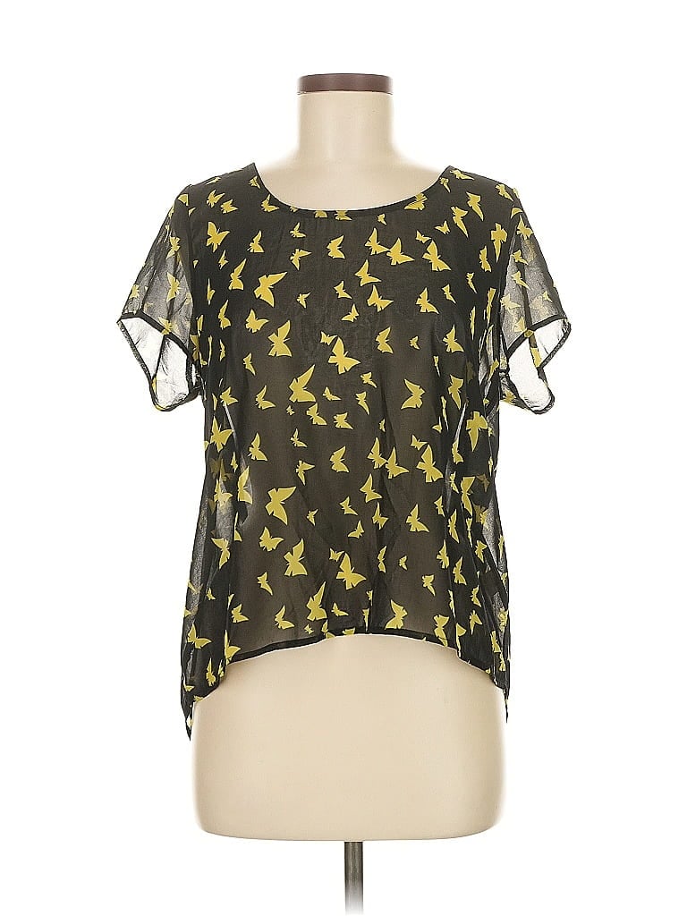 Pre-owned Sugarlips Short Sleeve Blouse In Black