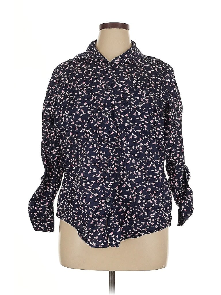 Pre-owned Sonoma Life + Style 3/4 Sleeve Blouse In Blue