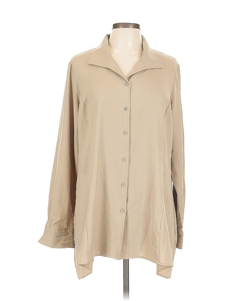 Pre-owned Linea By Louis Dell'olio Long Sleeve Blouse In Brown