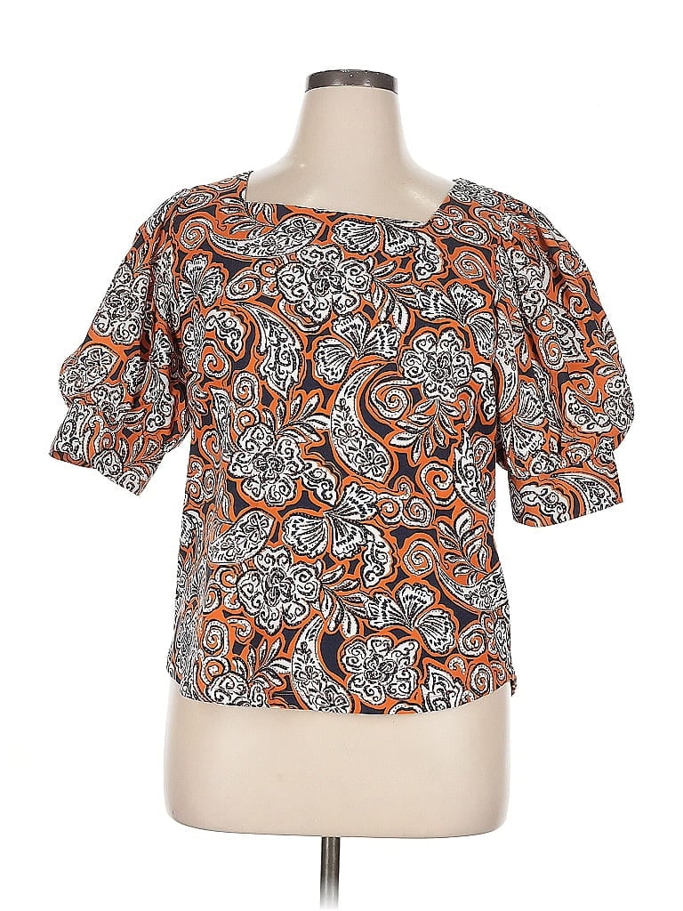 CHICO'S Pre-owned Short Sleeve Blouse In Orange
