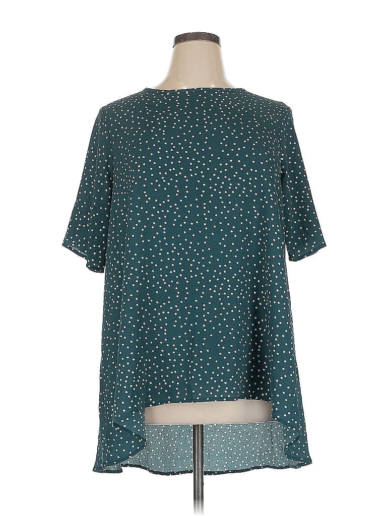 Pre-owned Shein Curve Short Sleeve Blouse In Green
