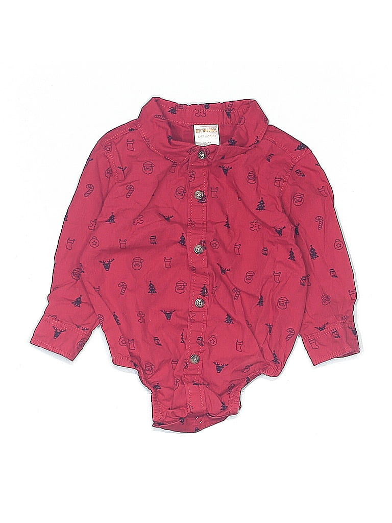 Pre-owned Gymboree Babies' Long Sleeve Onesie In Burgundy