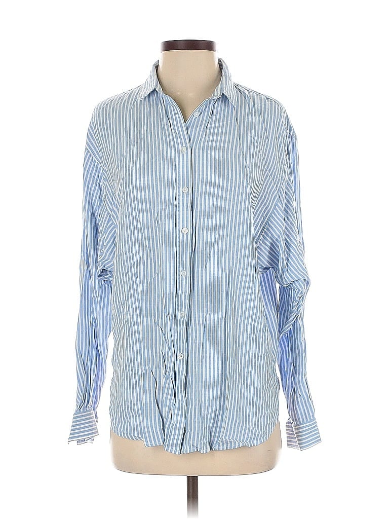Pre-owned Ann Taylor Loft Long Sleeve Button Down Shirt In Blue