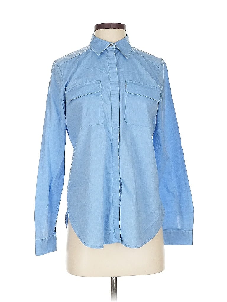 Pre-owned Ann Taylor Long Sleeve Button Down Shirt In Blue