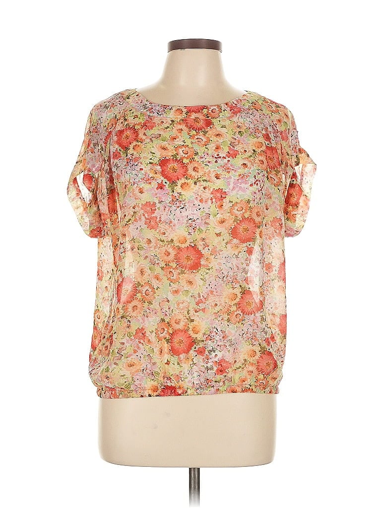 Pre-owned Zara Basic Short Sleeve Blouse In Orange