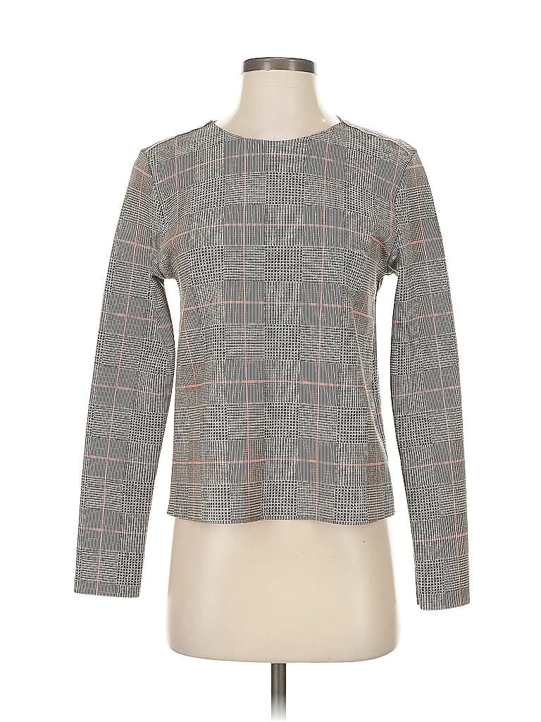 Pre-owned Zara W&b Collection Long Sleeve Top Gray Tweed Pattern Square Neckline Tops