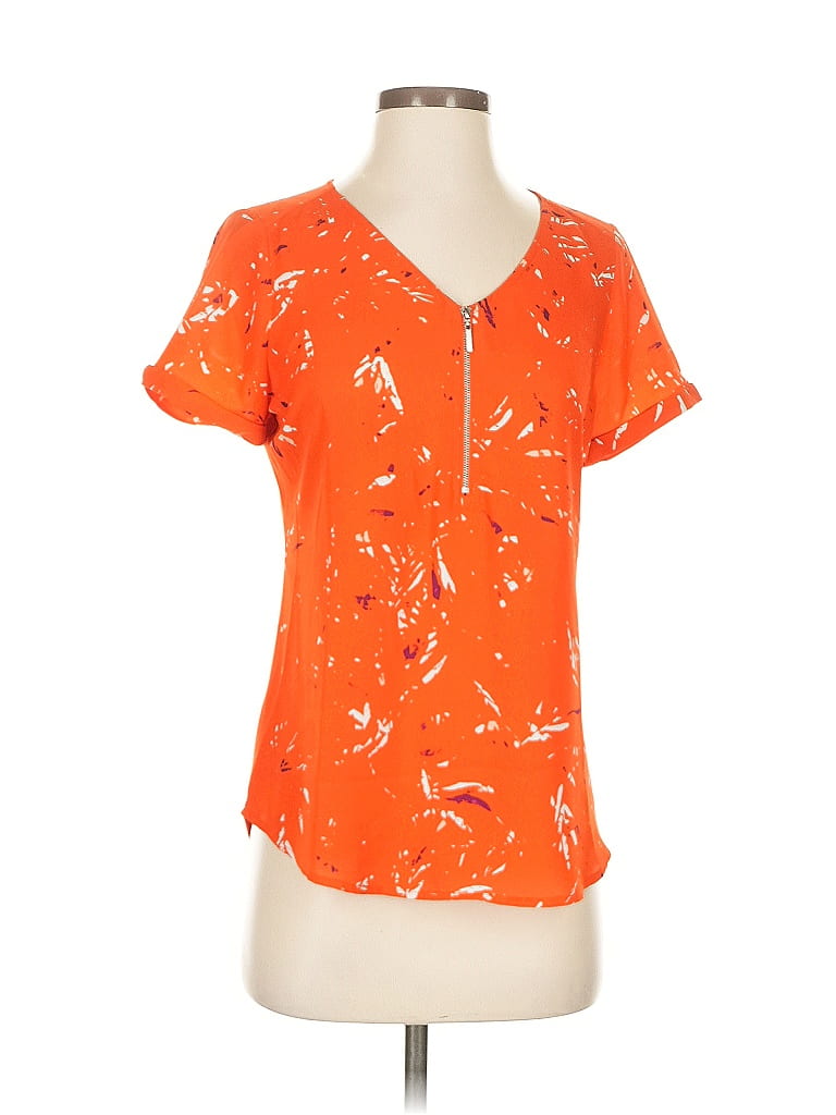 Pre-owned Apt. 9 Short Sleeve Blouse In Orange