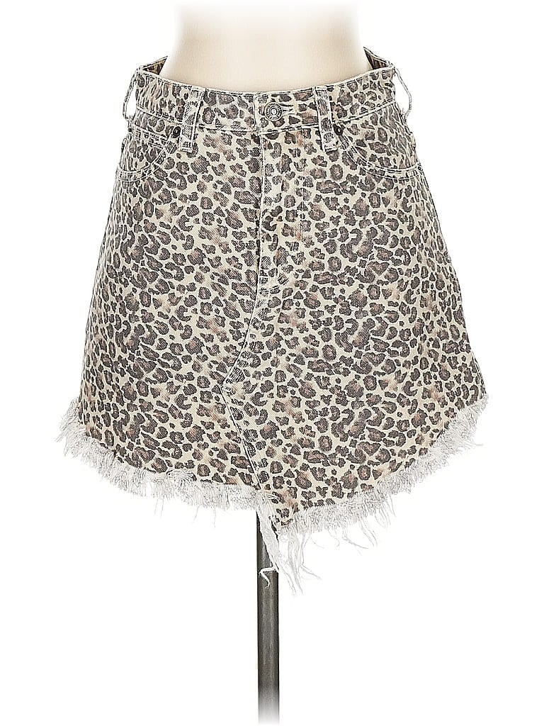 Pre-owned We The Free Denim Skirt In Gray