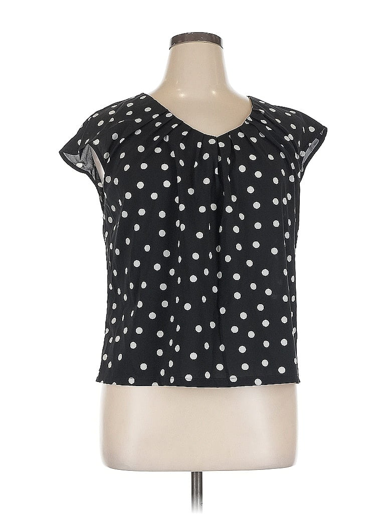 Pre-owned Dressbarn Short Sleeve Blouse In Black