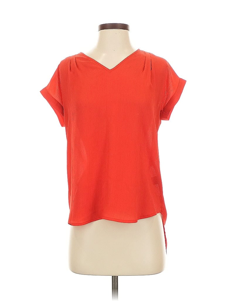 Pre-owned Simply Vera Vera Wang Short Sleeve Top Orange V Neck Tops