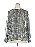 Lane Bryant 100% Polyester Houndstooth Gray White Long Sleeve Blouse Size 22 - photo 1