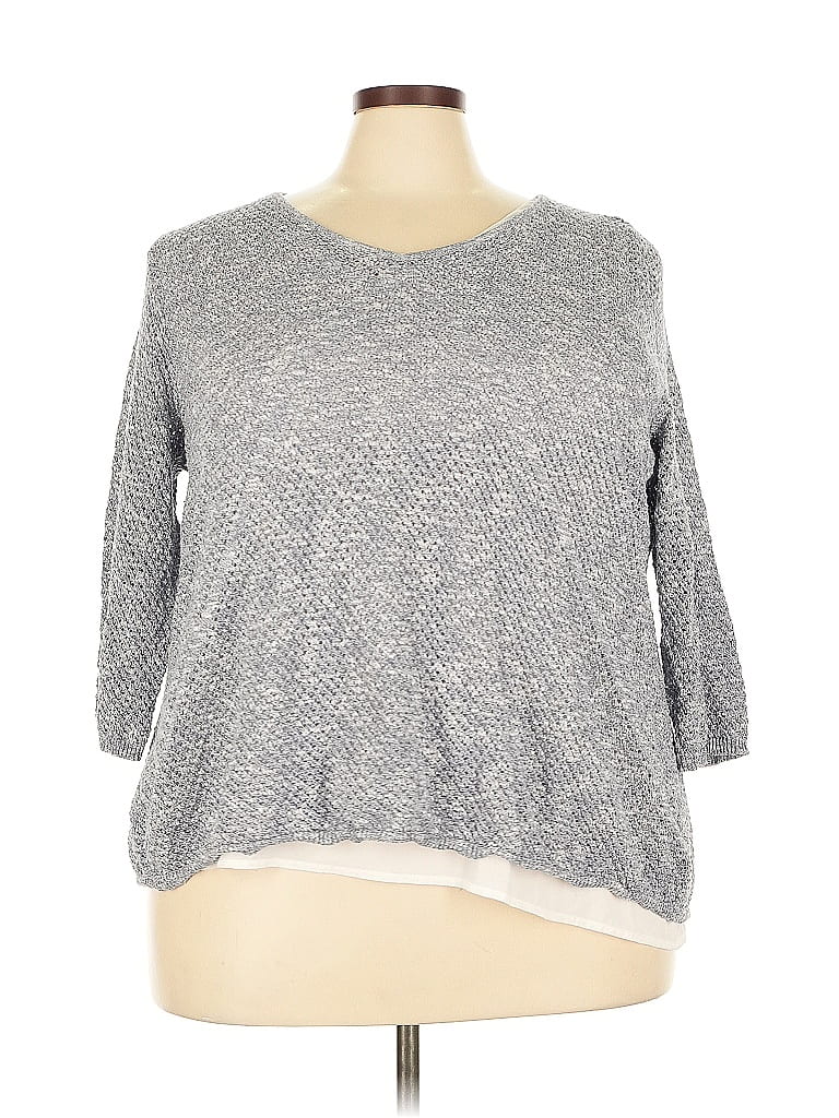 Pre-owned Dressbarn 3/4 Sleeve Top In Gray