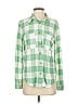 C&C California Checkered-gingham Green Long Sleeve Blouse Size S - photo 1