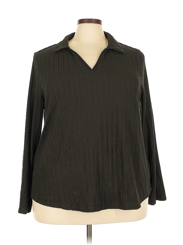 Pre-owned Shein Curve Long Sleeve Blouse In Black
