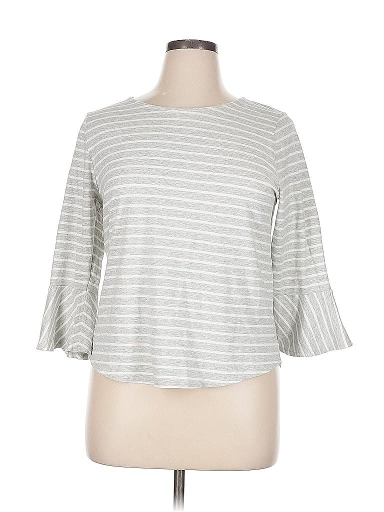 Pre-owned J.crew Mercantile 3/4 Sleeve Top Gray Boatneck Tops