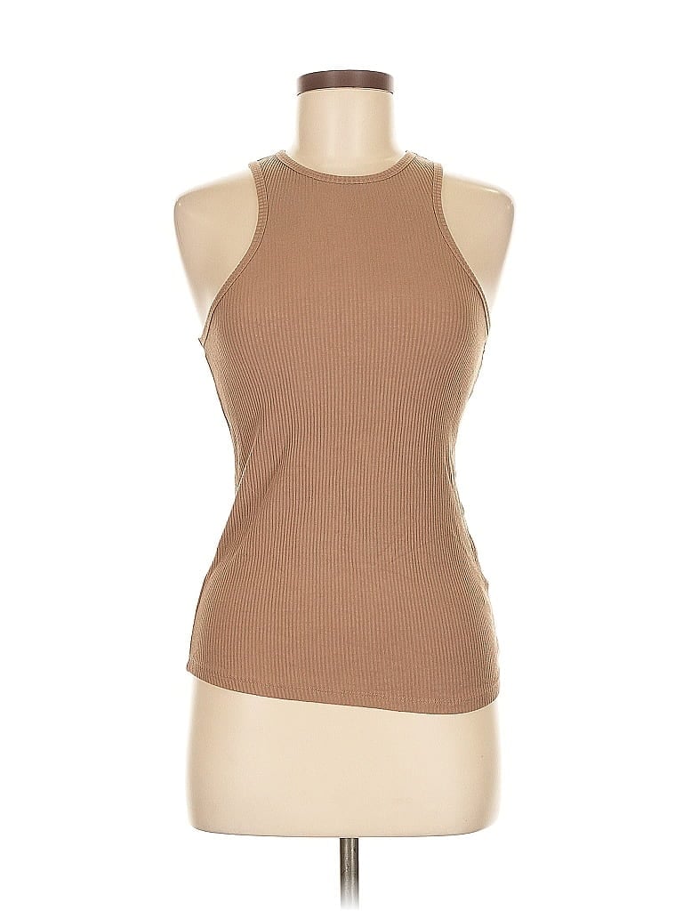 H&M Pre-owned Tank Top Brown Halter Neckline Tops