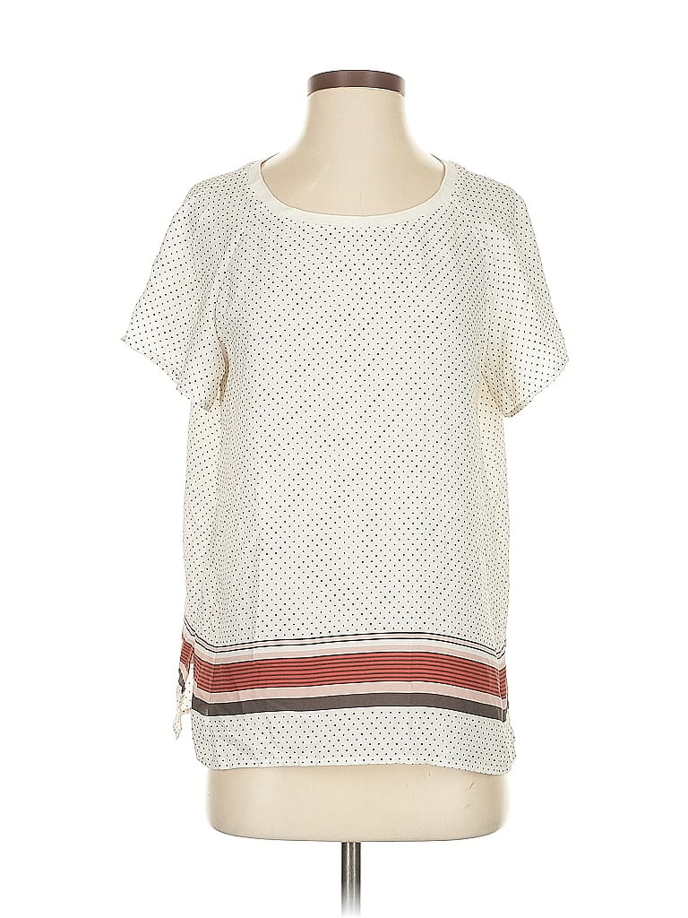 Pre-owned Ann Taylor Loft Short Sleeve Blouse In White