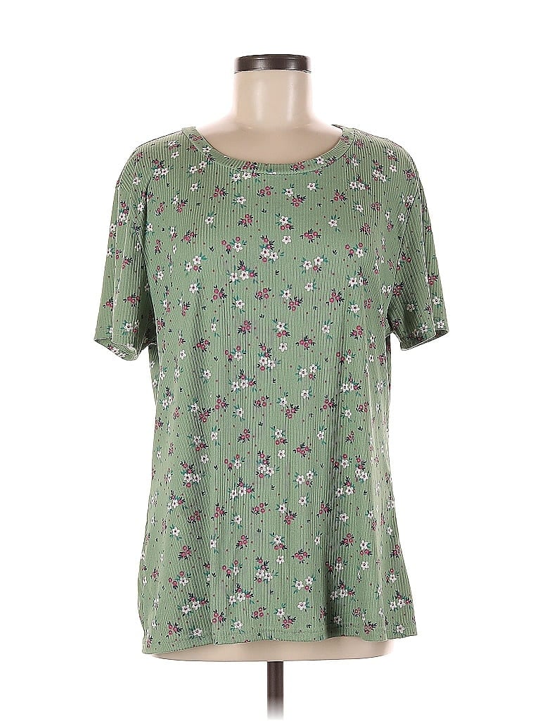 Pre-owned One Step Up Short Sleeve Top Green Scoop Neck Tops