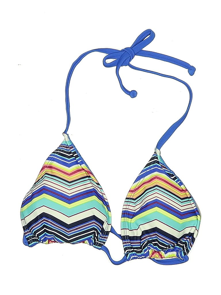 Pre-owned Gap Body Outlet Swimsuit Top Blue Chevron/herringbone Pattern Swimwear