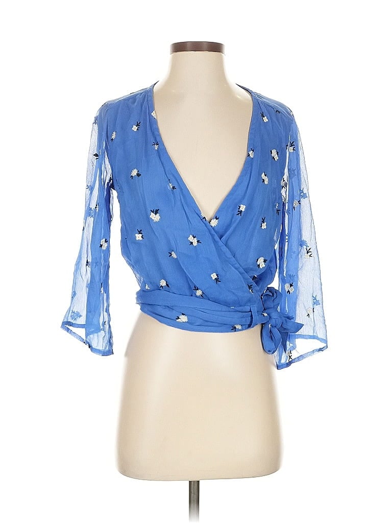 ABERCROMBIE & FITCH Pre-owned 3/4 Sleeve Blouse In Blue