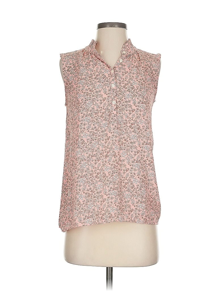 Pre-owned Ann Taylor Loft Sleeveless Button Down Shirt In Pink