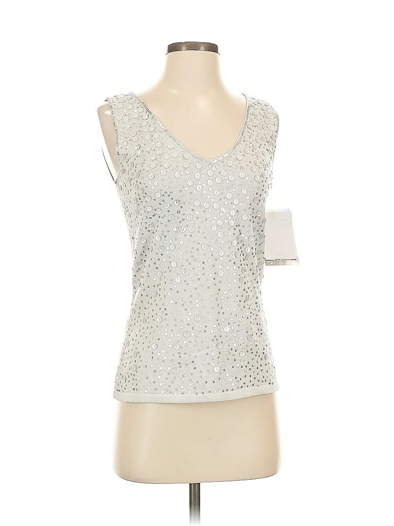 Pre-owned Emma James Sleeveless Top Silver Sweetheart Neckline Tops