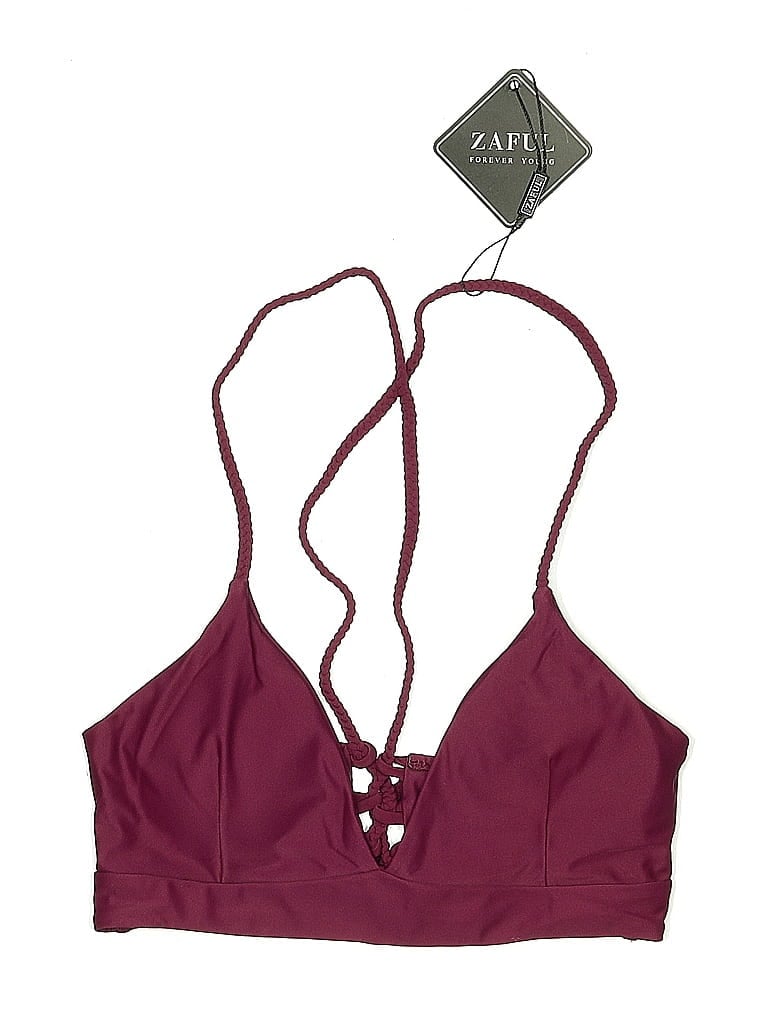 Pre-owned Zaful Swimsuit Top Burgundy Swimwear