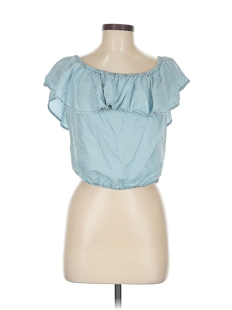 Pre-owned Streetwear Society Short Sleeve Top Blue Strapless Neckline Tops