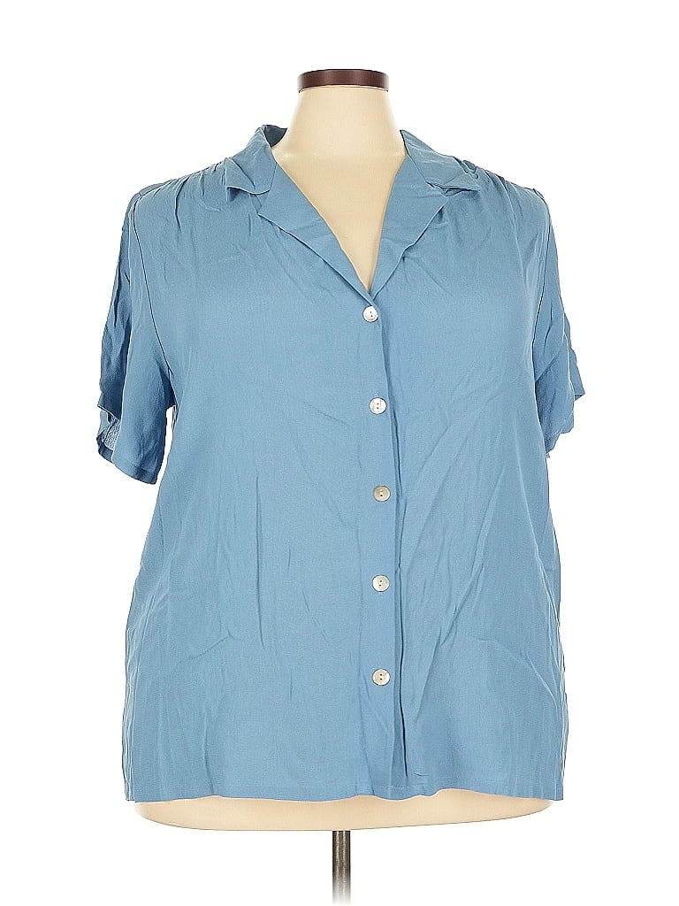 Karen Kane Short Sleeve Blouse In Blue