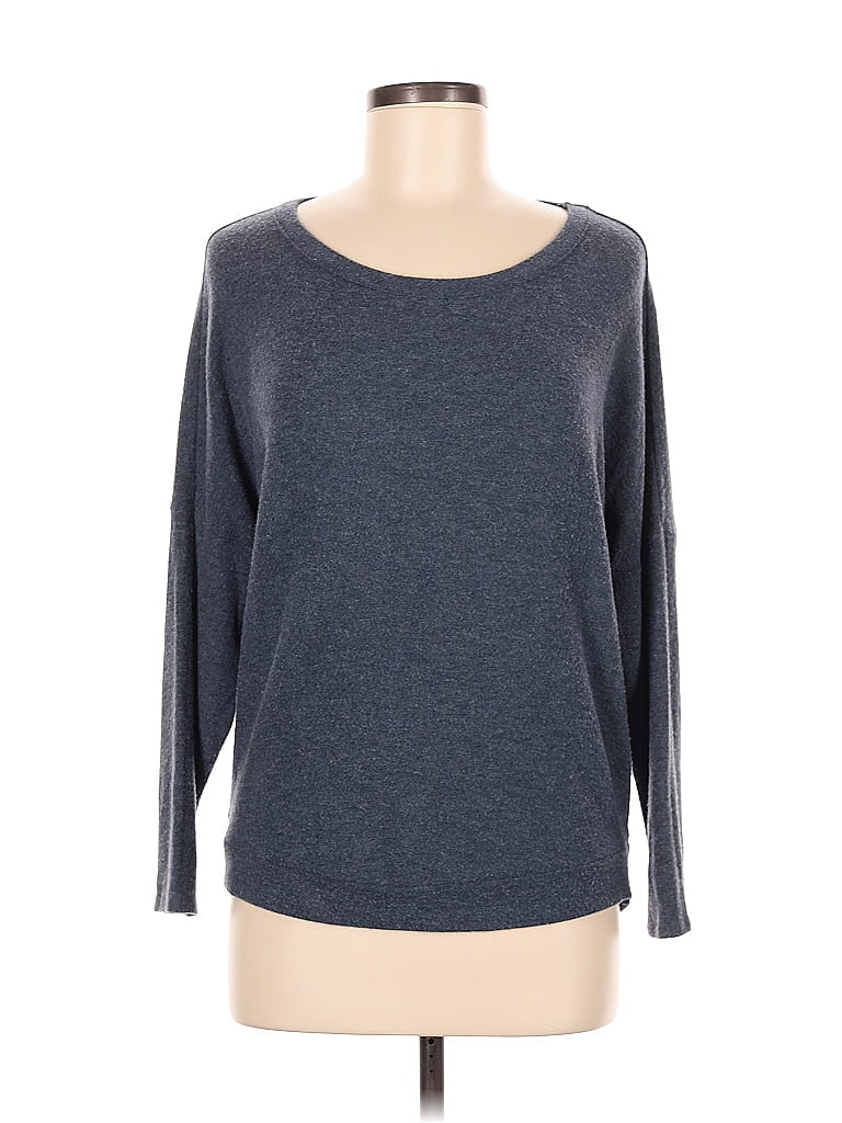 Pre-owned Chaser Long Sleeve Top Gray Boatneck Tops