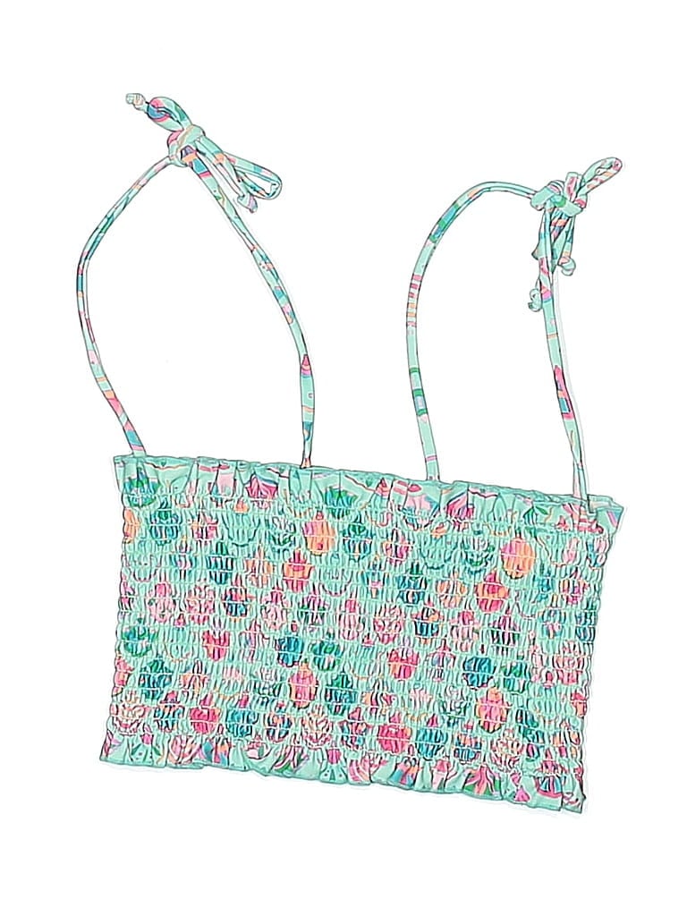 Pre-owned Sweet Honey Kids' Sleeveless Top Teal Hearts Pattern Tops In Blue