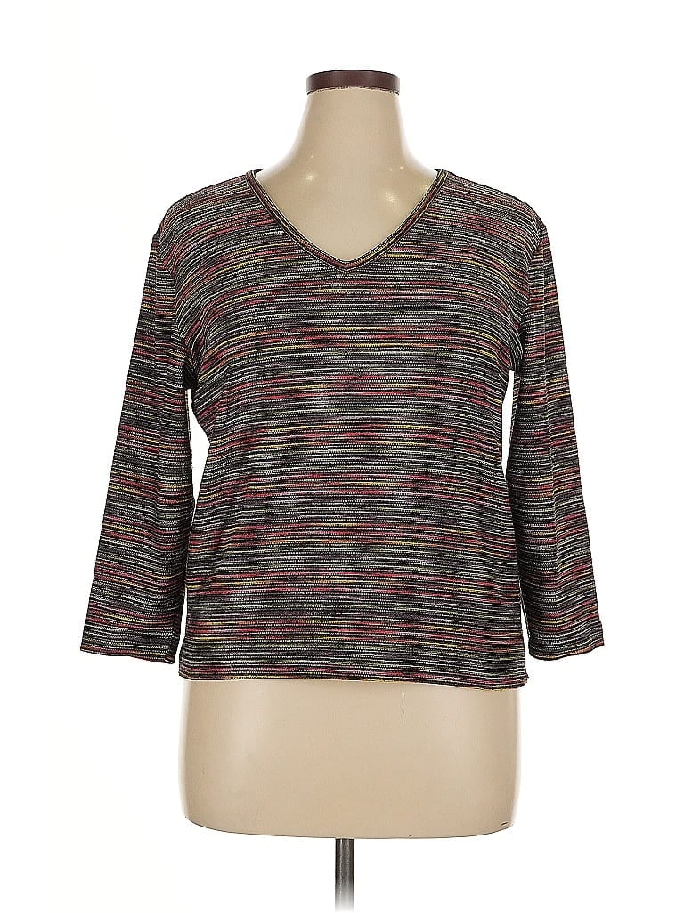 Pre-owned Chico's Design 3/4 Sleeve Top Gray V Neck Tops