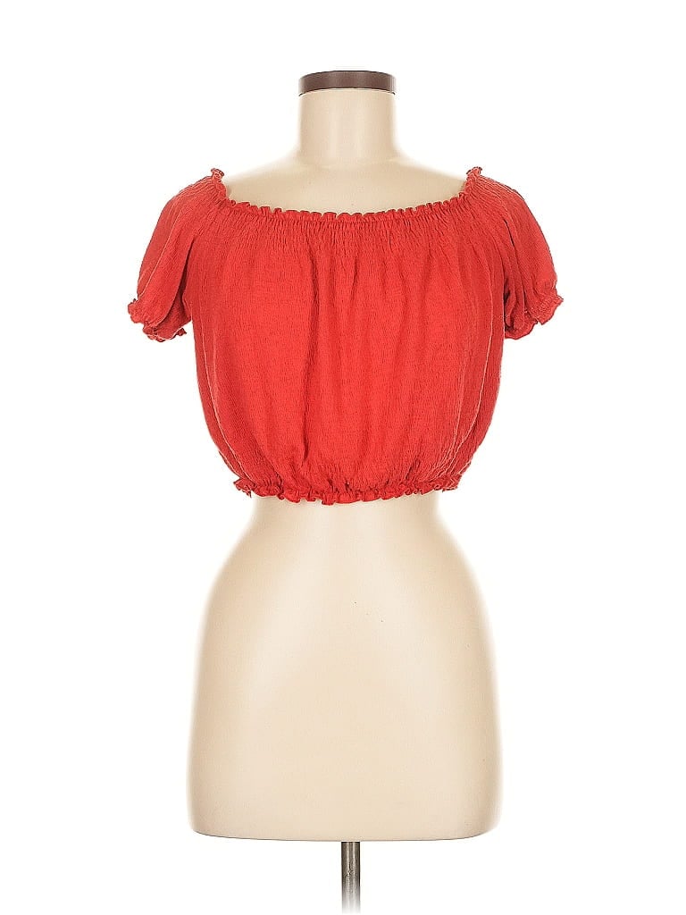 Pre-owned Divided By H&m Short Sleeve Top Red Sweetheart Neckline Tops