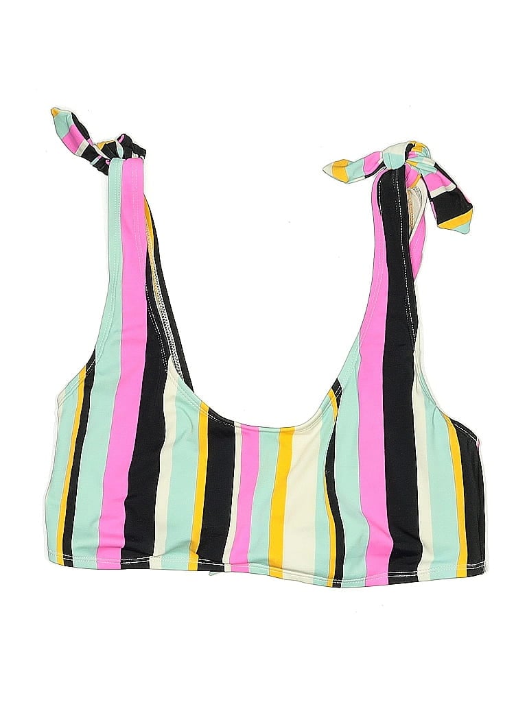 Pre-owned Hula Honey Swimsuit Top Yellow Stripes Pattern Swimwear