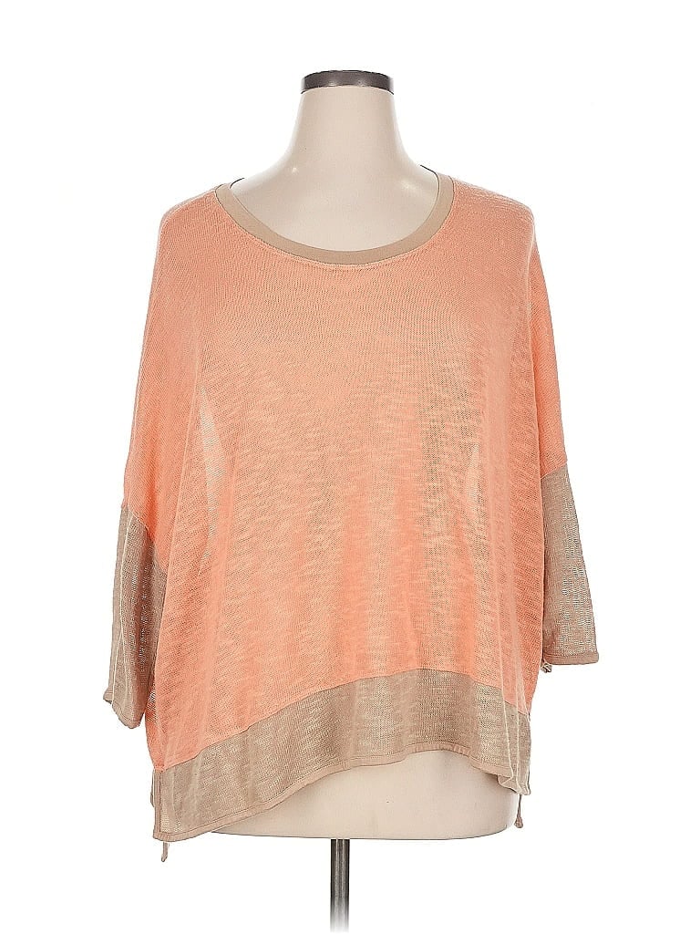 GRACE ELEMENTS Pre-owned 3/4 Sleeve Top Orange Scoop Neck Tops