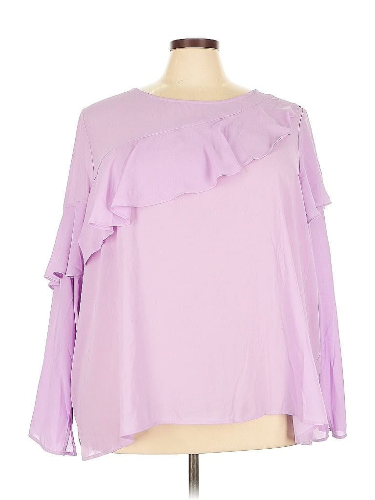 Pre-owned Eloquii Long Sleeve Blouse In Purple