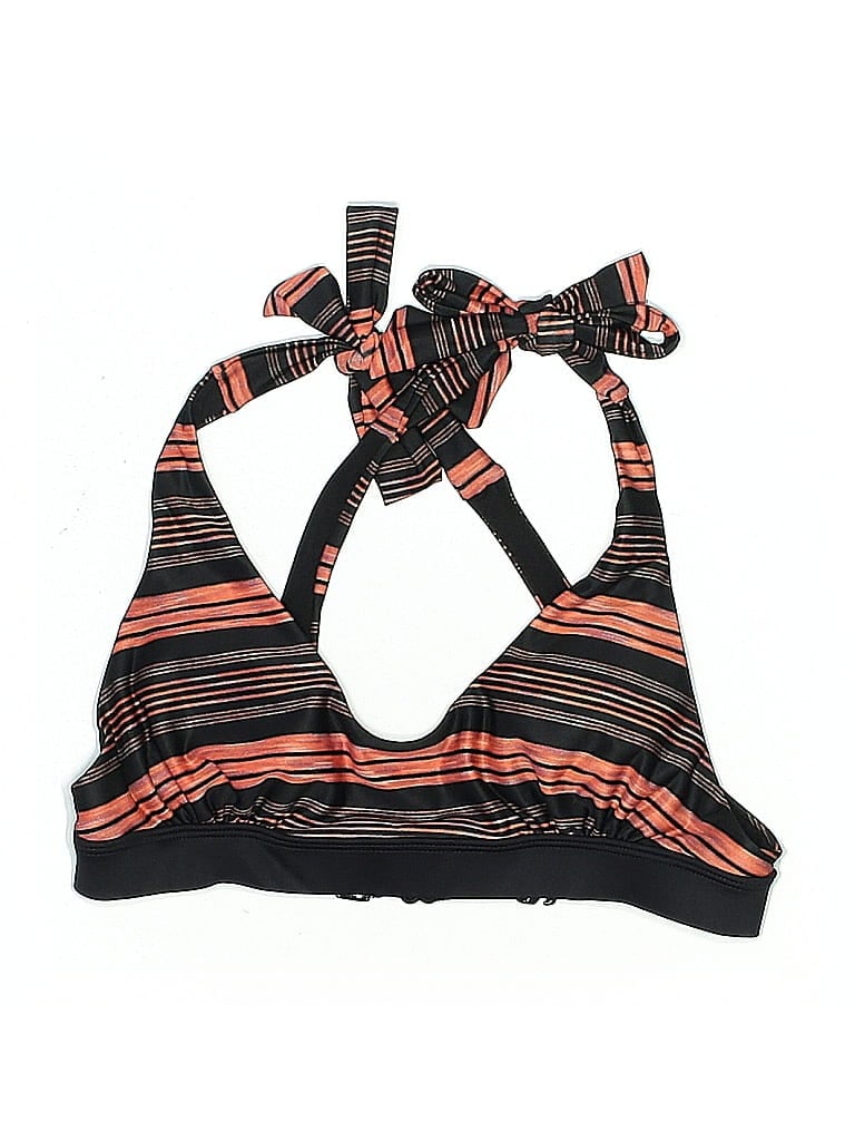 Pre-owned Venus Swimsuit Top Black Stripes Pattern Swimwear