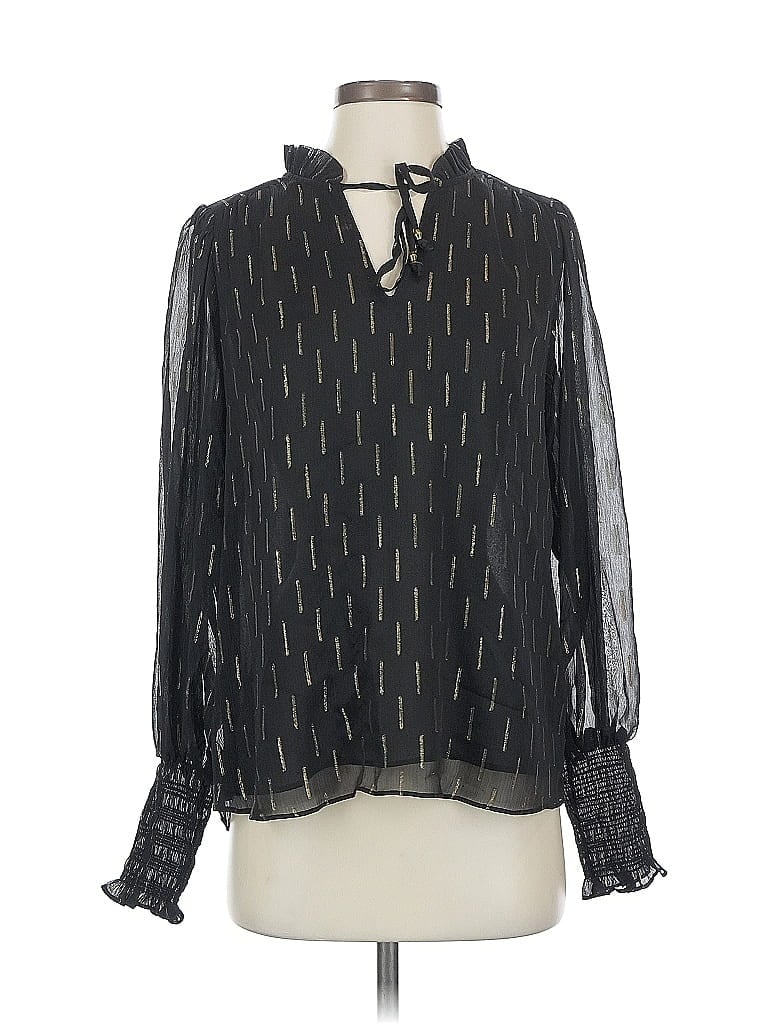 Pre-owned Maison D' Amelie Long Sleeve Blouse In Black