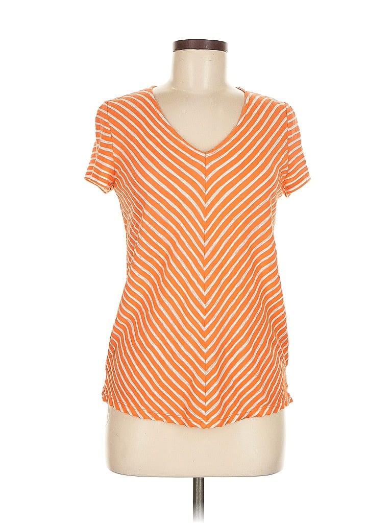 Pre-owned Jones New York Signature Short Sleeve Top Orange V Neck Tops