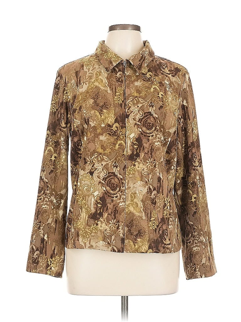 Pre-owned Christopher & Banks Long Sleeve Blouse In Brown
