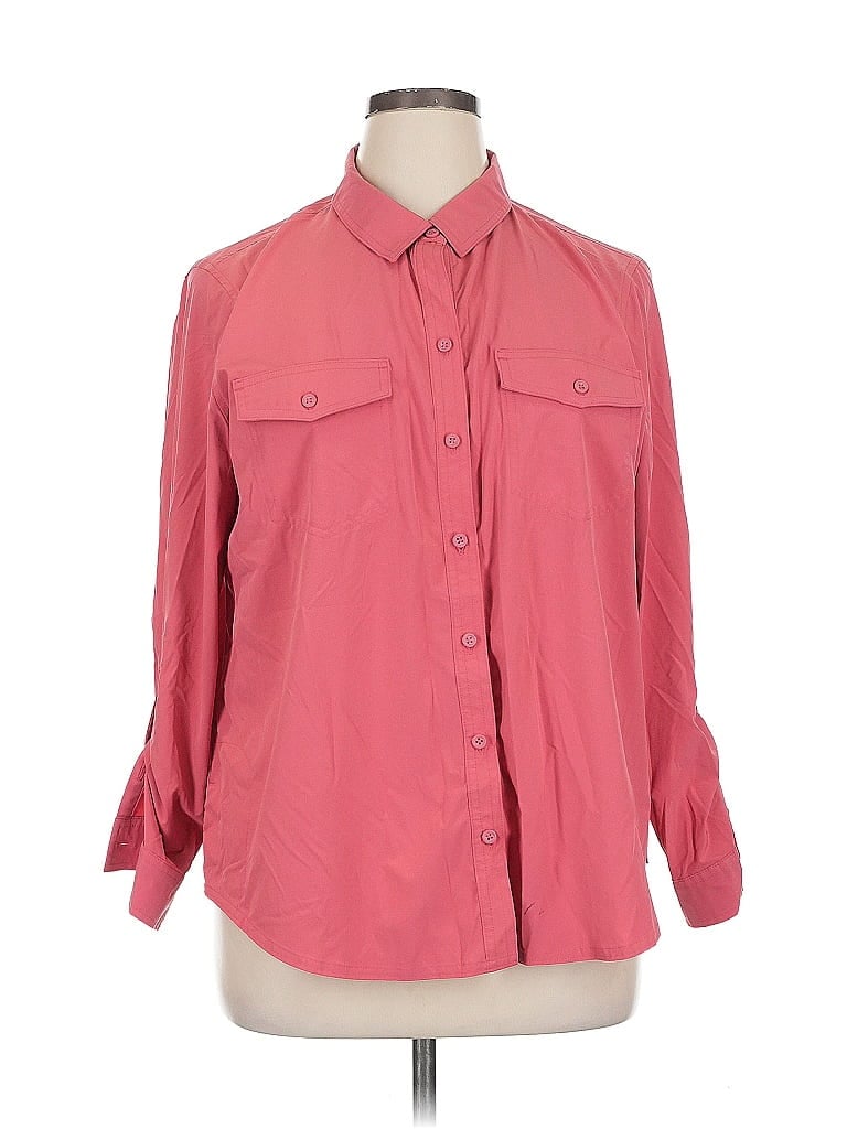 Pre-owned Eddie Bauer 3/4 Sleeve Blouse In Pink
