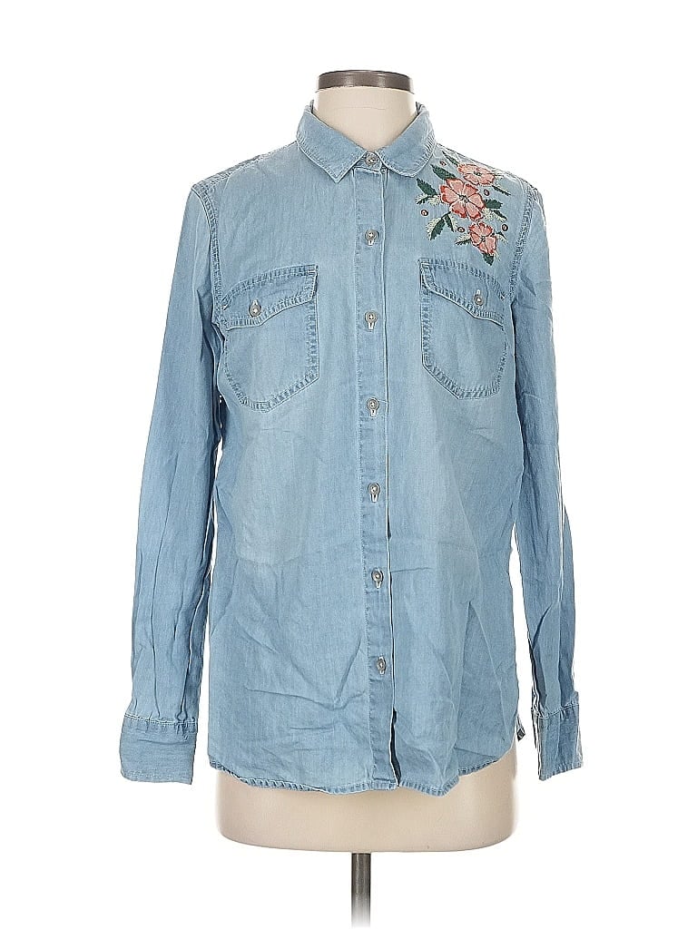 HAUTE HIPPIE Pre-owned Long Sleeve Button Down Shirt In Blue