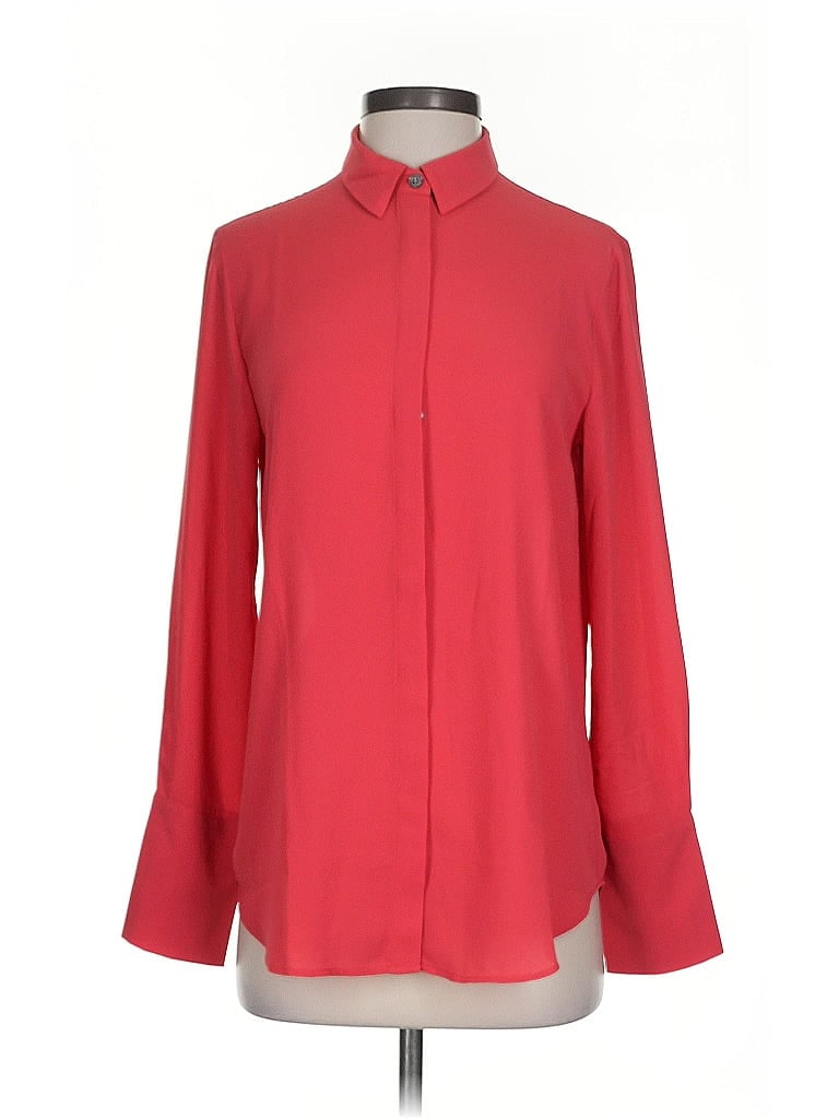 Pre-owned Ann Taylor Factory Long Sleeve Blouse In Red