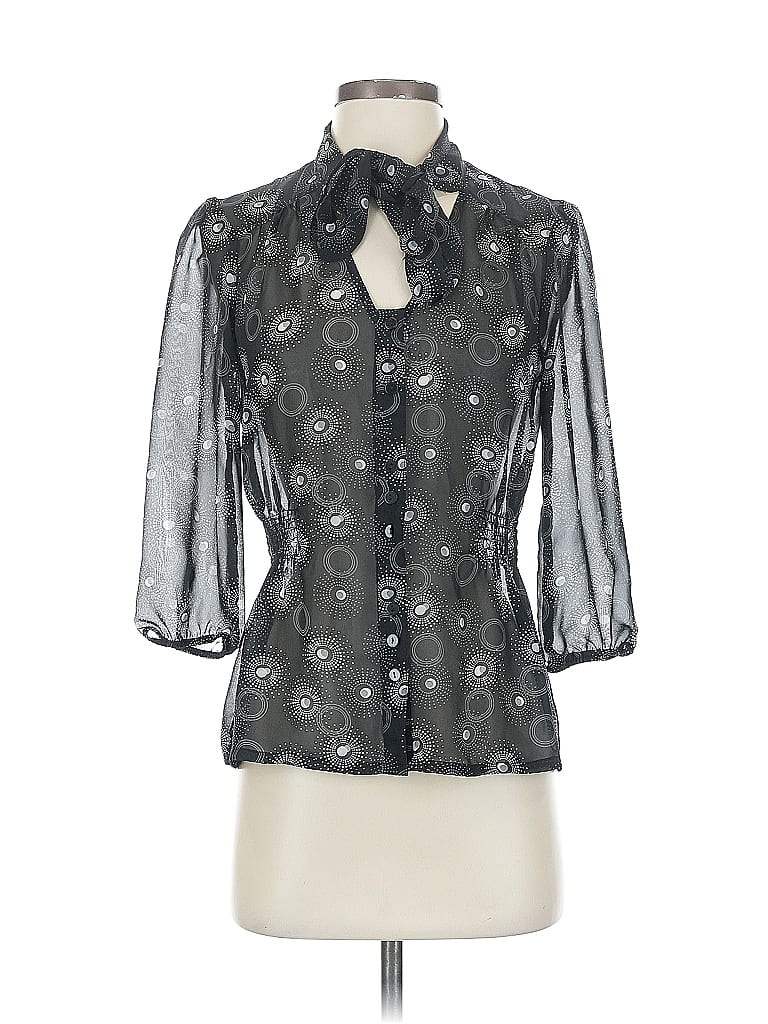 Pre-owned Geoffrey Beene Sport 3/4 Sleeve Blouse In Black