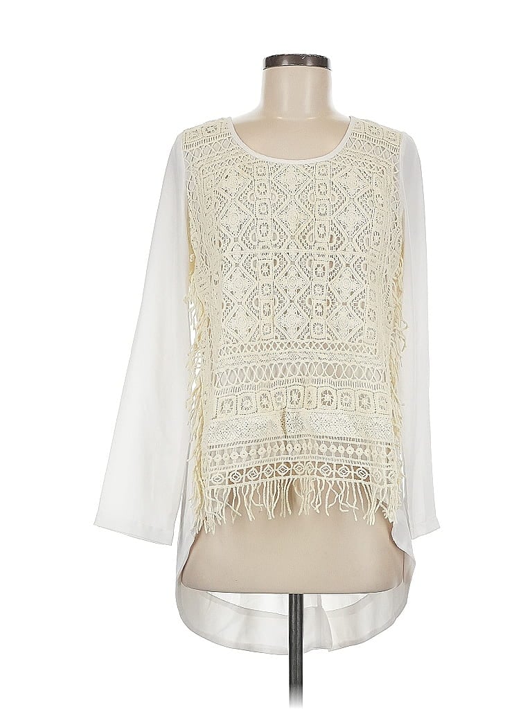 Pre-owned Monoreno Long Sleeve Blouse In White