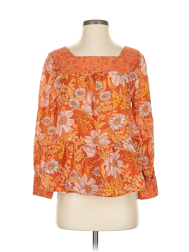 Pre-owned American Eagle Outfitters 3/4 Sleeve Blouse In Orange