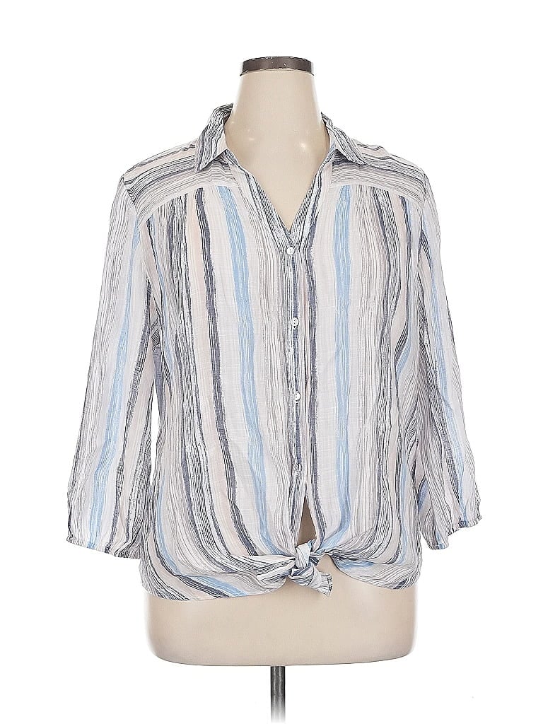 Pre-owned Hope & Harlow 3/4 Sleeve Blouse In Silver