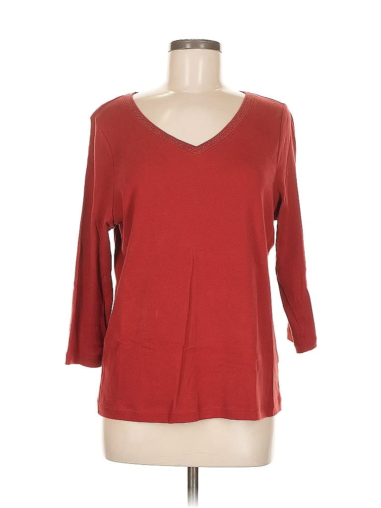 Pre-owned First Issue By Liz Claiborne 3/4 Sleeve T-shirt In Red