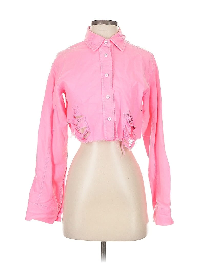 Pre-owned Carmar Long Sleeve Blouse In Pink